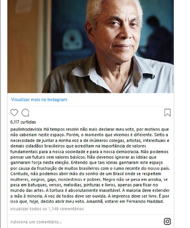 Paulinho da Viola é Haddad: não há futuro sem valores básicos - Gente de Opinião