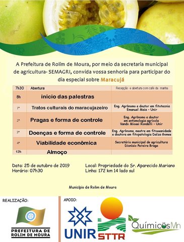 Prefeitura de Rolim de Moura realizará Dia Especial sobre o cultivo do Maracujá  - Gente de Opinião