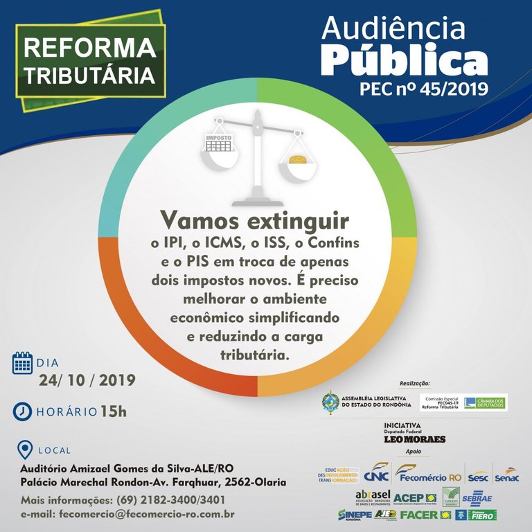 Audiência Pública que discutirá reforma tributária acontece nesta quinta-feira na ALE/RO - Gente de Opinião