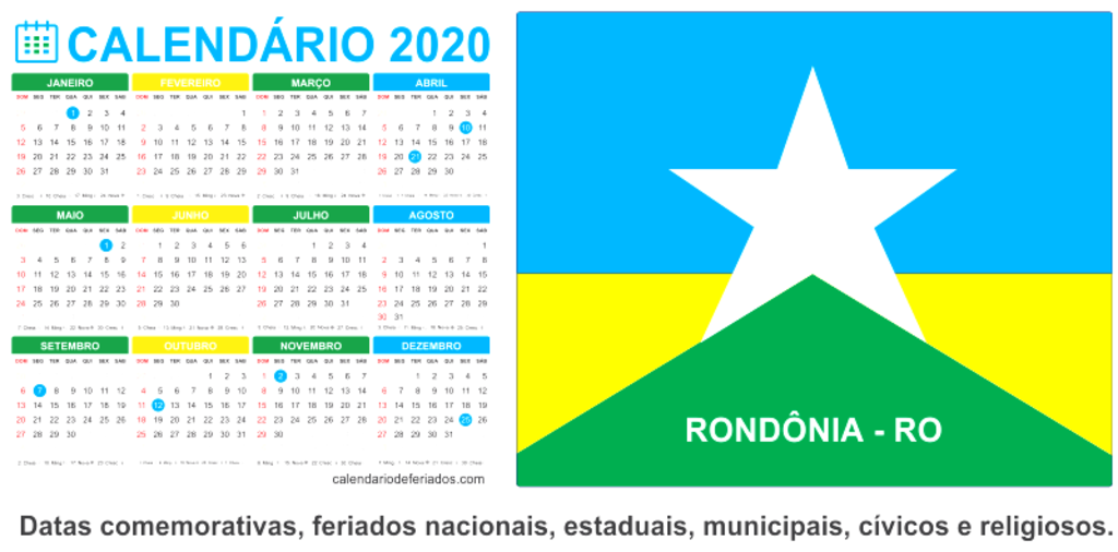 Saiba quais são os feriados e pontos facultativos de 2020 em municípios de Rondônia - Gente de Opinião