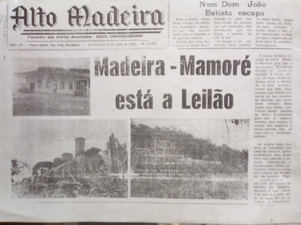Em 1979 A MADEIRA MAMORÉ ESTÁ Á LEILÃO ainda era no regime militar. Esse Leilão foi suspenso, depois de uma mobilização popular em todo país, Manoel Rodrigues Ferreira... o que se diz hoje que era um tempo sinistro,  mas via-se uma luz no fim do túnel... veio o SEMINÁRIO MADEIRA- MAMORÉ, 1980: PROTEGER, TOMBAR,  REATRIVAR E INGTEGRAR. Um desafio trazer o trem de volta para os trilhos históricos da ferrovia do Diabo... 2019, 2020, Hoje, no pátio ferroviário, ocorre um leilão camuflado... autorizado por gestores, curadores, superintendes, leigos, de instituições ambientais ... autorizam oficialmente, a venda e a destruição, prefeitura de Porto Velho, e a organização de trapaceiros, chamada ASFEMM, que corta a maçarico peças ferroviárias históricas, são levadas para as fornalhas das siderúrgicas do centro sul.. - Gente de Opinião