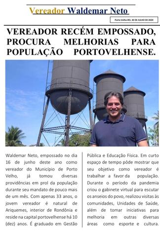 Vereador Waldemar Neto presta conta à comunidade através de jornal informativo virtual - Gente de Opinião