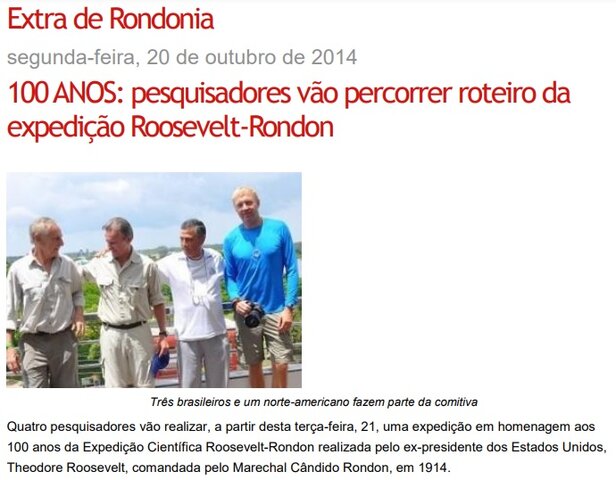 A Terceira Margem – Parte CCXXI - Expedição Centenária Roosevelt-Rondon 1ª Parte – I - Gente de Opinião