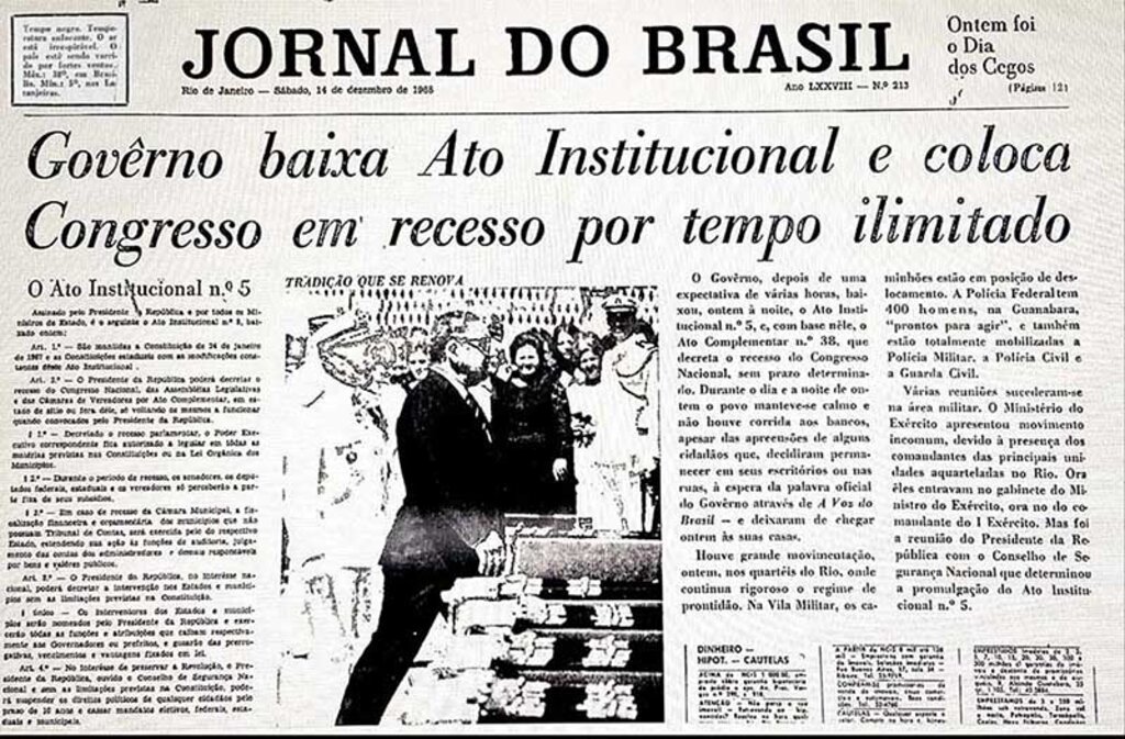 A notícia na 1ª página do Jornal do Brasil, do Rio de Janeiro - Gente de Opinião