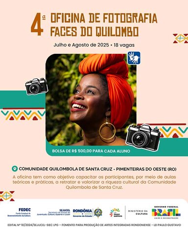 Quarta edição da oficina de fotografia “Faces do Quilombo” será realizada em Pimenteiras do Oeste - Gente de Opinião