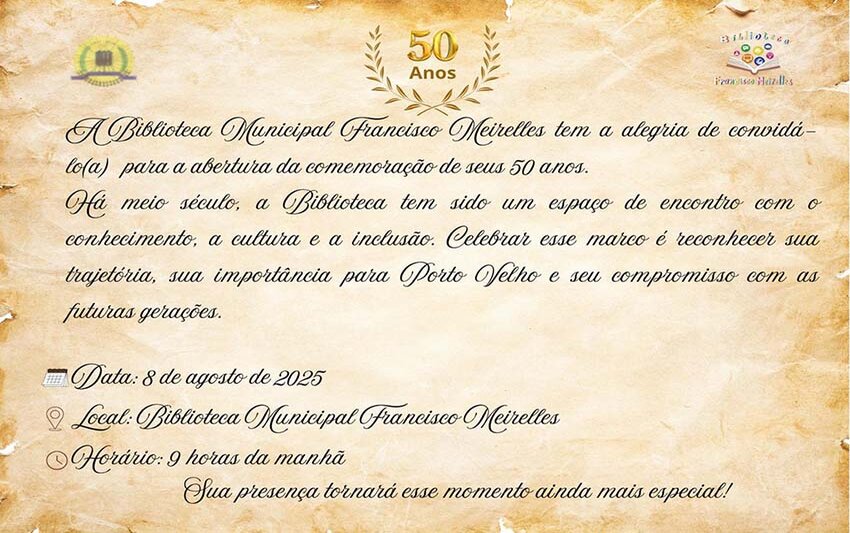 Jubileu de Ouro: Biblioteca Municipal comemora 50 anos de história em Porto Velho