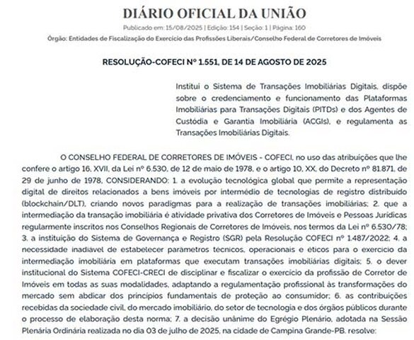 Cofeci cria marco regulatório inédito para tokenização imobiliária no Brasil - Gente de Opinião