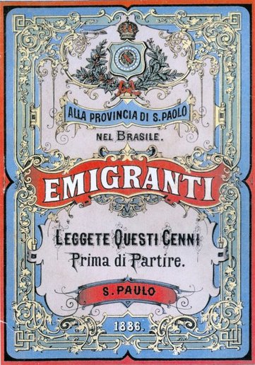 Manifesto realizado em 1886 pelo Estado federativo de São Paulo, destinado a potenciais emigrantes italianos que decidiam partir para o Brasil.
