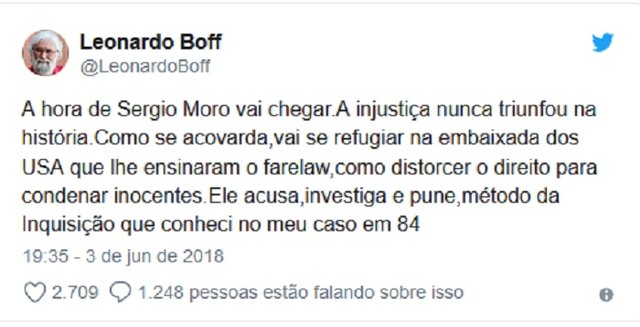 Leonardo Boff diz que a “hora de Sergio Moro” vai chegar  - Gente de Opinião