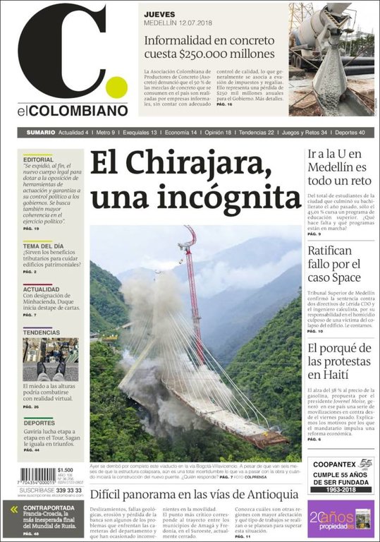 Colômbia investiga a implosão da ponte de Chirajara - Gente de Opinião