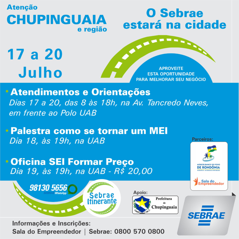 Empresários de Chupinguaia receberão orientações do Sebrae com palestra e oficina - Gente de Opinião