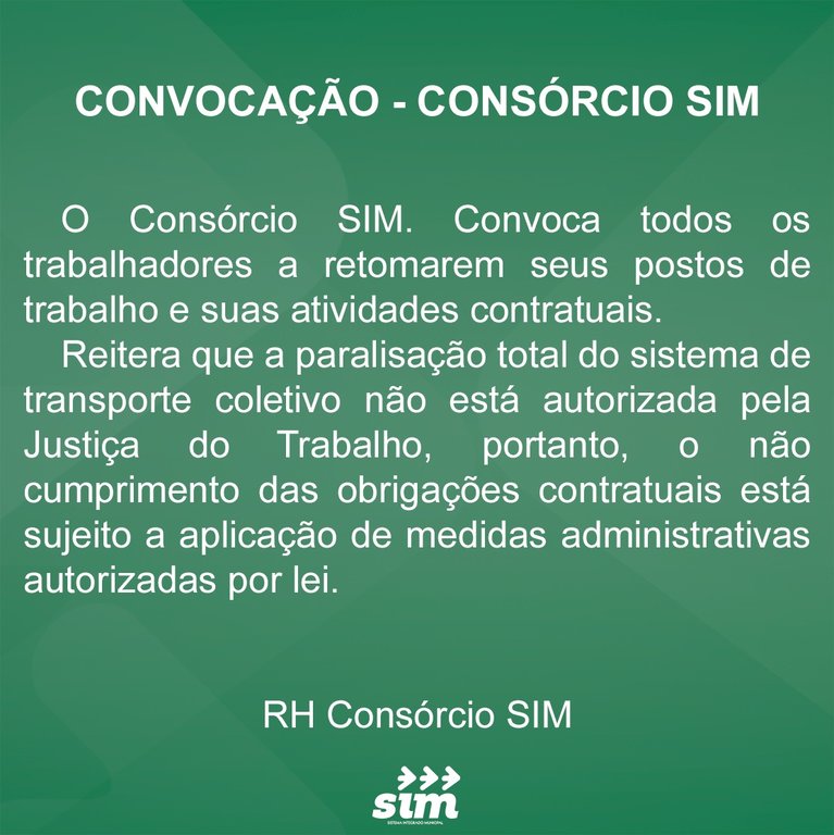 Greve do transporte coletivo é ilegal e SIM convoca trabalhadores - Gente de Opinião