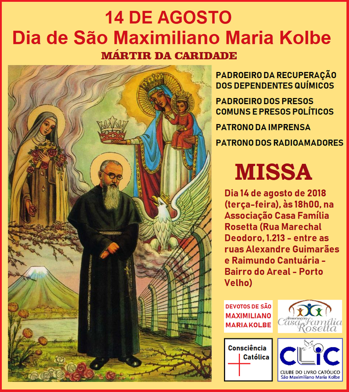 Dia de São Maximiliano Kolbe terá missa em Porto Velho - Gente de Opinião