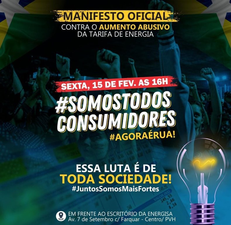 Manifesto contra o aumento da energia elétrica em Rondônia acontece nesta sexta-feira em todo o estado - Gente de Opinião