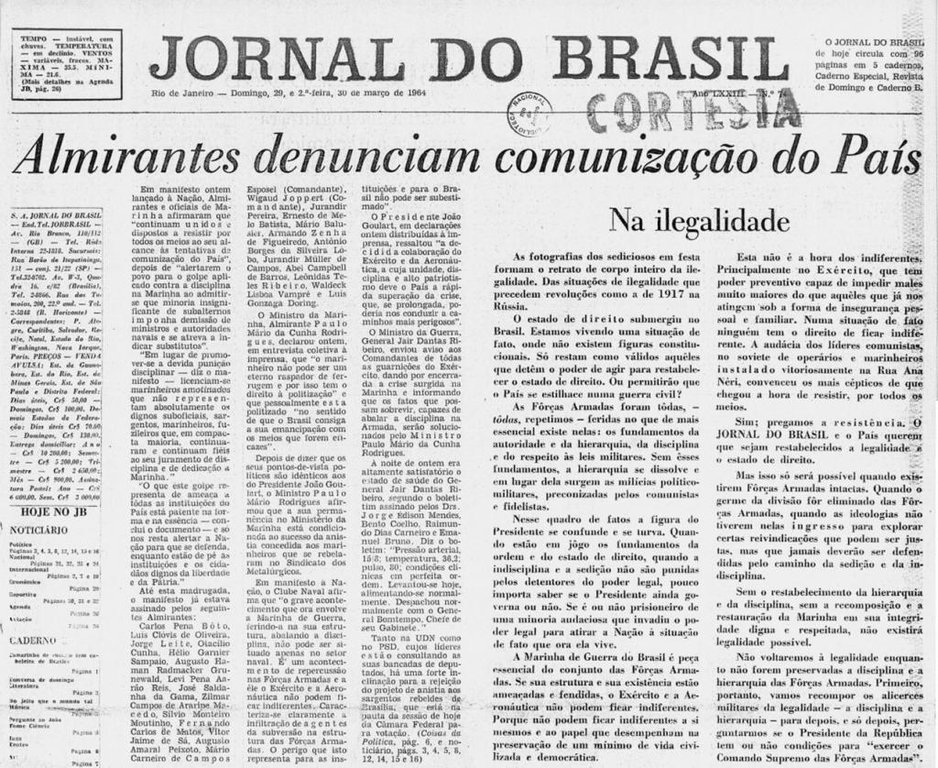 31 de março de 1964 (Parte I) - Almirantes Denunciam Comunização do País - Gente de Opinião