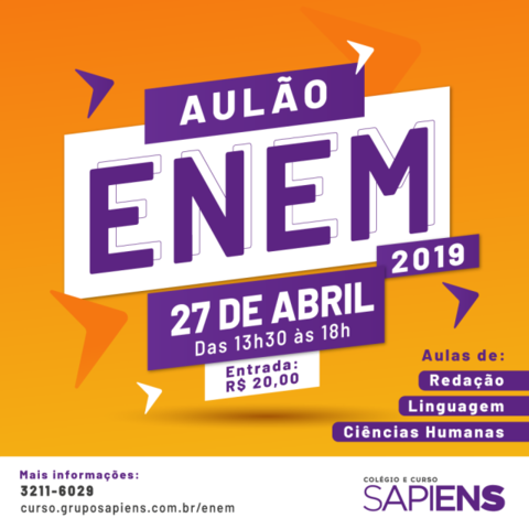 Enem 2019: Curso Sapiens realiza Aulão de Redação, Linguagens e Ciências Humanas - Gente de Opinião