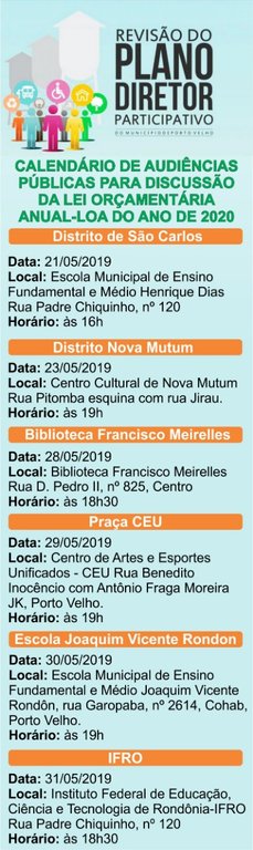 Prefeitura de Porto Velho realizará audiências públicas para elaboração da Lei Orçamentária Anual - Gente de Opinião