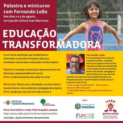 Educação Transformadora é tema de palestra em Porto Velho  - Gente de Opinião