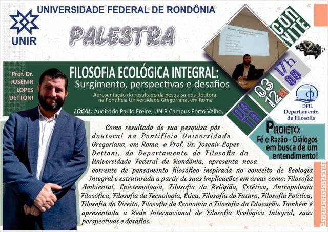 Professor de Rondônia, Pós-Doutor em Filosofia, propõe sistematização de corrente de pensamento inspirada na Encíclica Laudato Si’. - Gente de Opinião