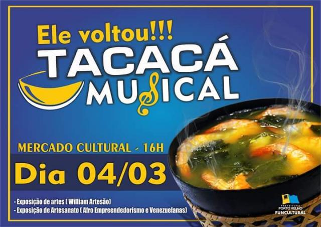 Tacacá Musical, Samba Raiz, Forró Pé de Serra e shows das bandas "Distopia" e "Os Últimos", são algumas das atrações do Mercado Cultural. - Gente de Opinião