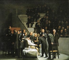 Primeira operação com anestesia pelo éter – 16.10.1846,  Robert C. Hincley, 1893 – Boston Medical Library  - Gente de Opinião