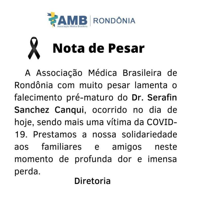 Nota de Pesar pelo falecimento do Dr. Serafin Sanchez Canqui - Gente de Opinião