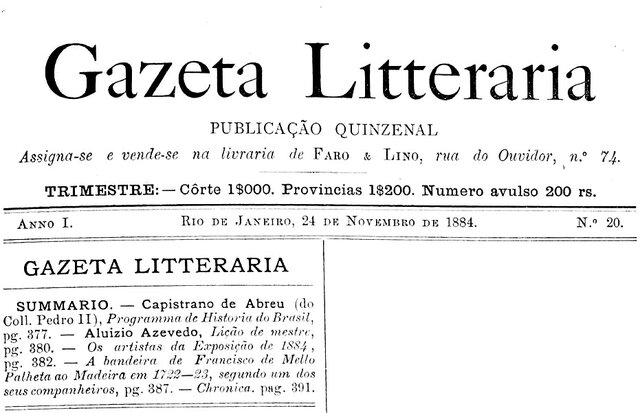 Gazeta Litteraria, n° 20, 24.11.1884 - Gente de Opinião