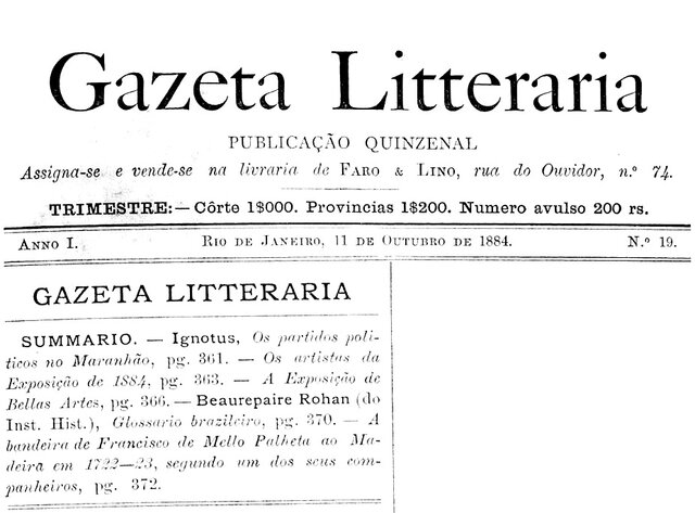 Gazeta Litterária, n° 19, 11.10.1884 - Gente de Opinião