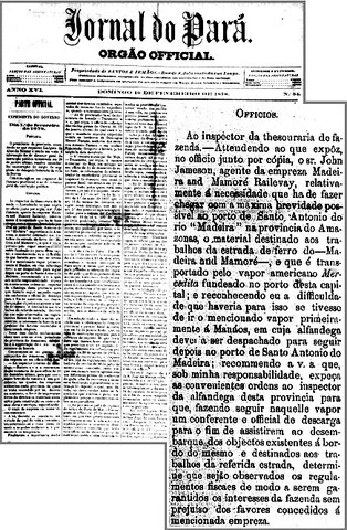 A Terceira Margem – Parte LXXXVI - Madeira-Mamoré ‒ Ferrovia do Diabo ‒ VIII - Chegada em Santo Antônio (19.02.1878) - Gente de Opinião