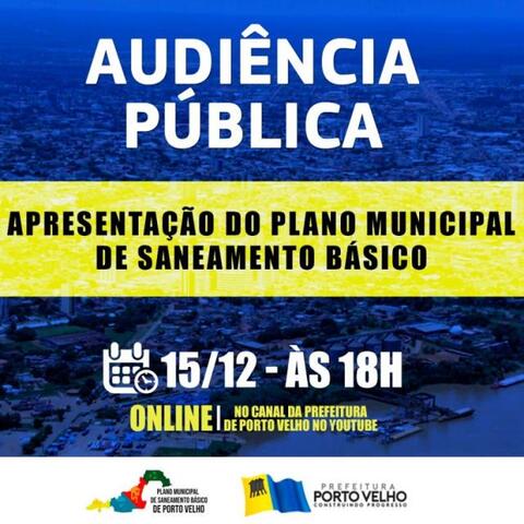 Porto velho: audiência pública para apresentação  do PMSB será nesta terça-feira (15) - Gente de Opinião