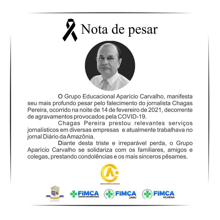Nota de Pesar pelo falecimento do jornalista Chagas Pereira - Gente de Opinião