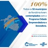 Rondônia chega a 100% dos municípios aderindo ao programa Cidade Empreendedora