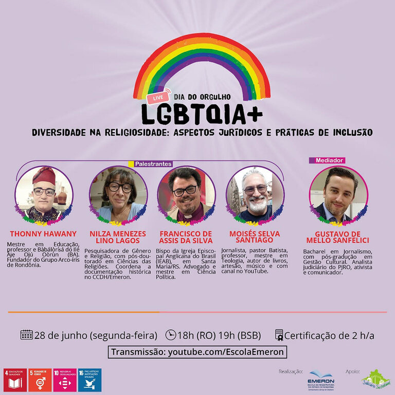 Live Dia do Orgulho LGBTQIA+ aborda, no dia 28, a diversidade na religiosidade - Gente de Opinião