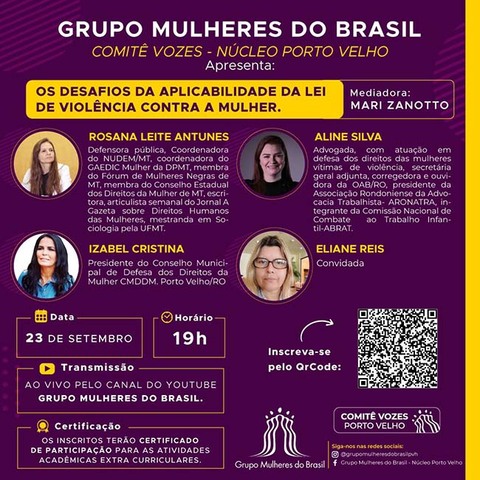 Núcleo de Porto Velho do Grupo Mulheres do Brasil reúne especialistas para debater violência contra a mulher  - Gente de Opinião