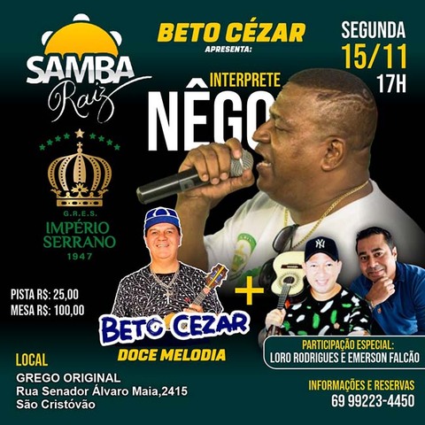 SAMBA - Nêgo, Intérprete da Império Serrano (RJ) faz show neste feriado em Porto Velho - Gente de Opinião