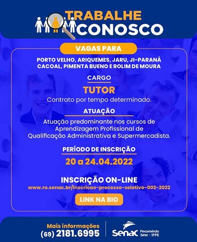SENAC Rondônia torna público processo de recrutamento para atuação de educadores profissionais  - Gente de Opinião