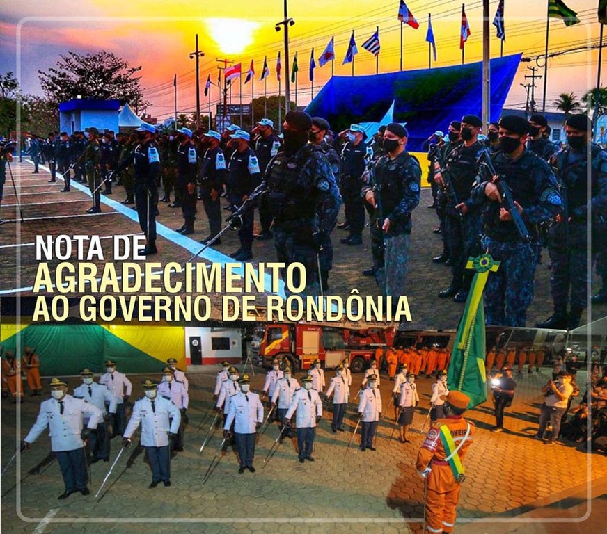 Nota de Agradecimento - Dos integrantes da Polícia Militar e do Corpo de Bombeiros Militar do Estado de Rondônia - Gente de Opinião