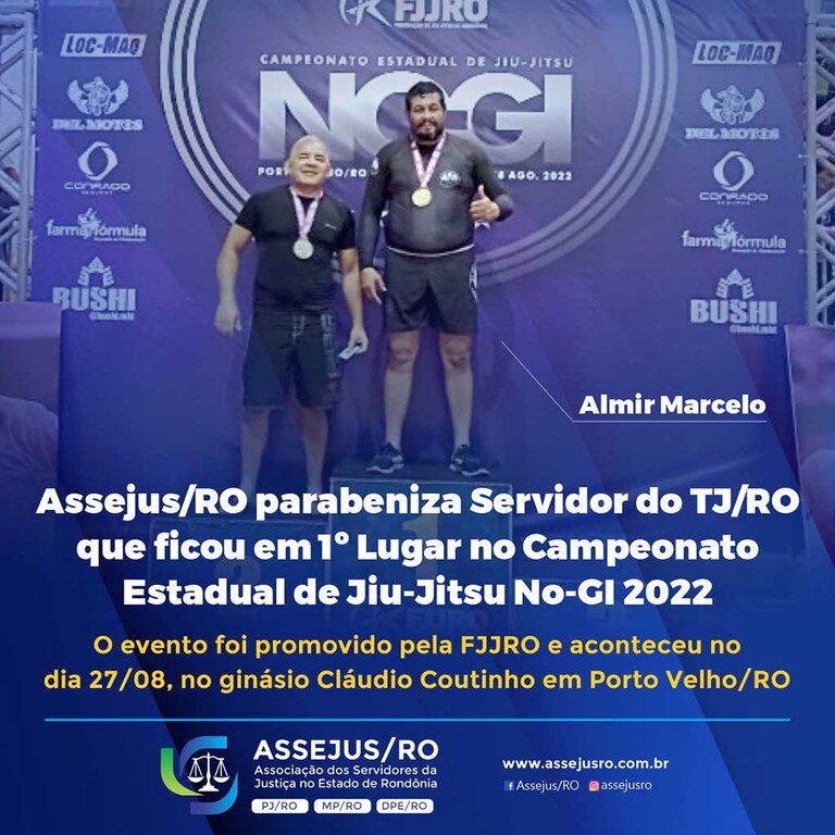 Assejus/RO parabeniza servidor do TJ/RO pelo 1 lugar no Campeonato de Jiu-Jitsu - Gente de Opinião