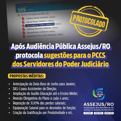 Após Audiência Pública Assejus/RO protocola sugestões para o PCCS - Gente de Opinião