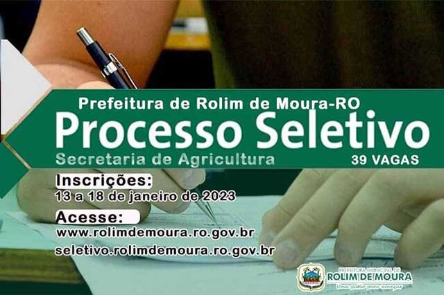 Prefeitura de Rolim de Moura anuncia teste seletivo para 39 vagas na Secretaria de Agricultura - Gente de Opinião
