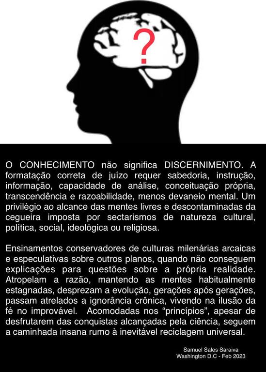 Reflexão do Dia - Conhecimento não significa Discernimento - Gente de Opinião