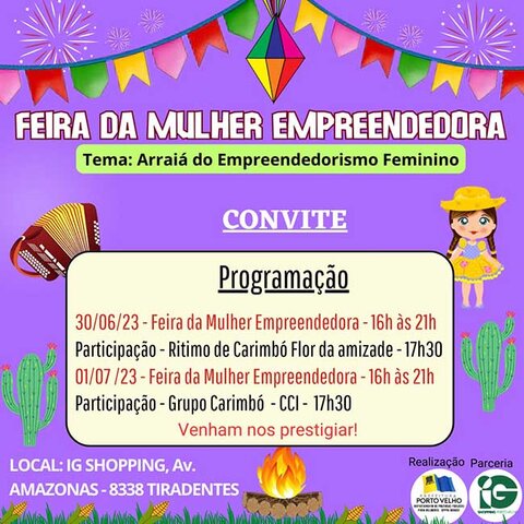 Prefeitura de Porto Velho vai realizar o Arraiá do Empreendedorismo Feminino - Gente de Opinião