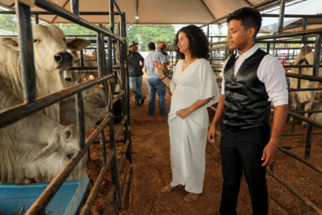 Jovem casal visita os animais em exposição na 12ª Expovel - Gente de Opinião