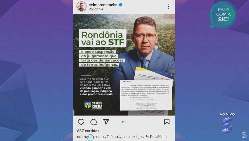 Governo de Rondônia vai ao STF pedir suspensão do julgamento do marco temporal para terras - Gente de Opinião
