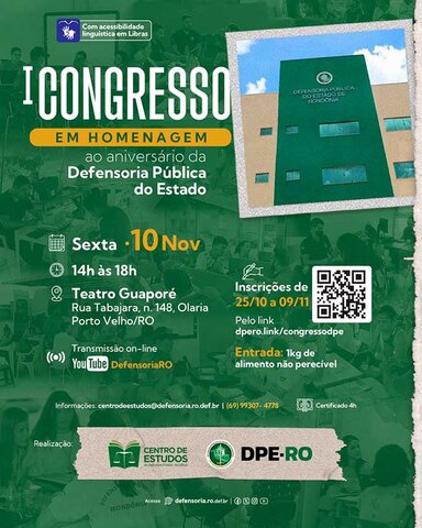 Em comemoração aos 29 anos da Defensoria Pública, DPE-RO realizará o 1º Congresso de Aniversário da instituição - Gente de Opinião
