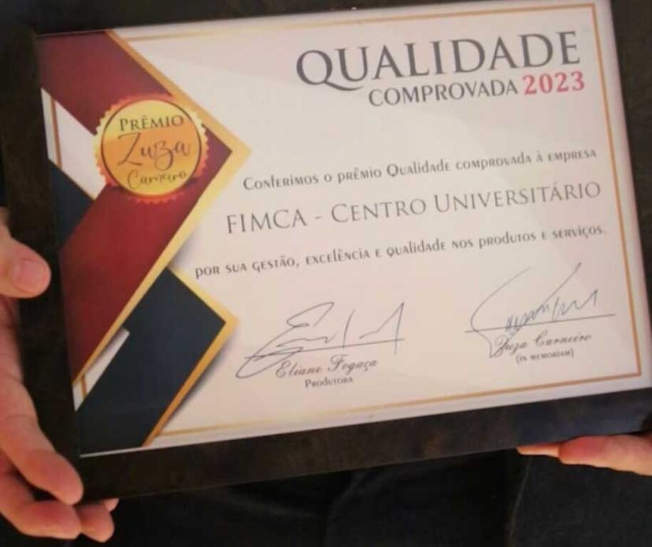 FIMCA recebe Prêmio Zuza Carneiro de Qualidade Comprovada - Gente de Opinião