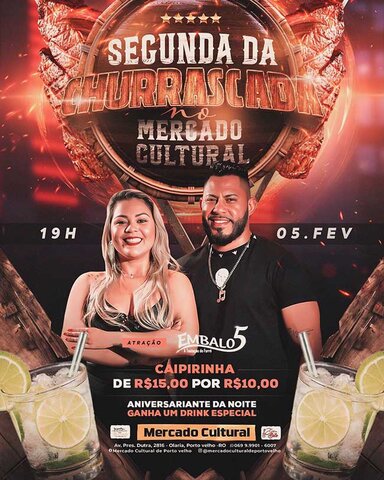 Segunda da Churrascada: hoje tem show da Embalo 5 no Mercado Cultural  - Gente de Opinião