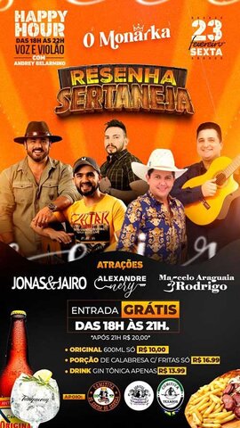 Hoje tem Alexandre Nery, Jonas & Jaíro e  Marcelo Araguaia & Rodrigo no O Monarka - Gente de Opinião