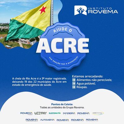 Instituto Rovema realiza campanha de arrecadação de donativos para vítimas de enchentes no Acre