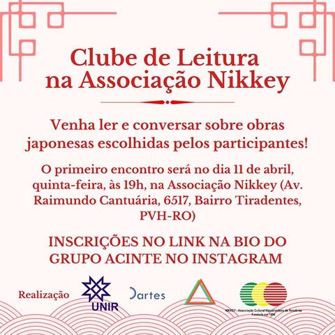 Departamento de Artes e Associação Cultural Nipo-Brasileira de Rondônia apresentam “CLUBE DE LEITURA NA NIKKEY” - Gente de Opinião